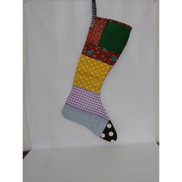 Vintage Handmade Patchwork Christmas Stocking Big Holiday Country Decoration (cb - Picture 1 of 8
